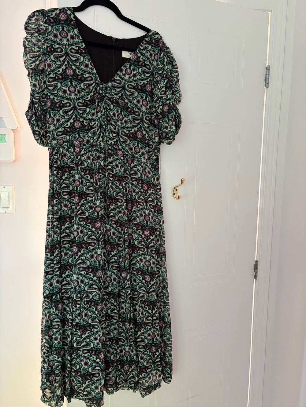ba&sh Green and Black Paisley Maxi Dress
